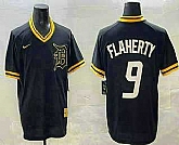 Men's Detroit Tigers #9 Jack Flaherty Black Gold Nike Cooperstown Legend V Neck Jersey,baseball caps,new era cap wholesale,wholesale hats